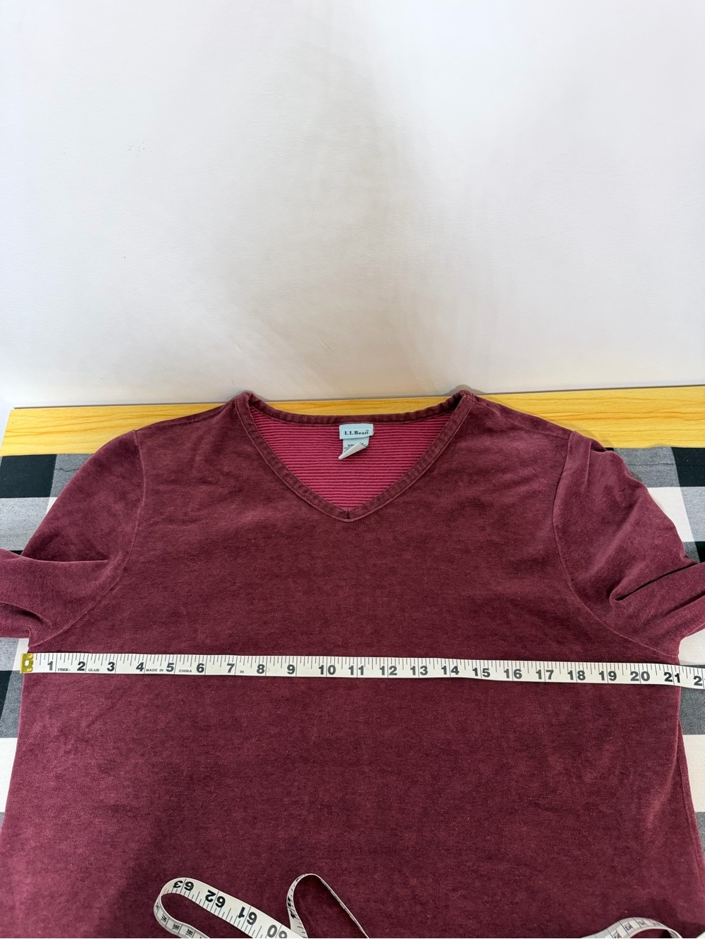 L.L. Bean Soft Velour V-Neck Top Size Large - Picture 4 of 6